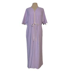 Vtg Vanity Fair‎ Velour Dress Small Lavender Gown Front Zip House Robe 70s USA